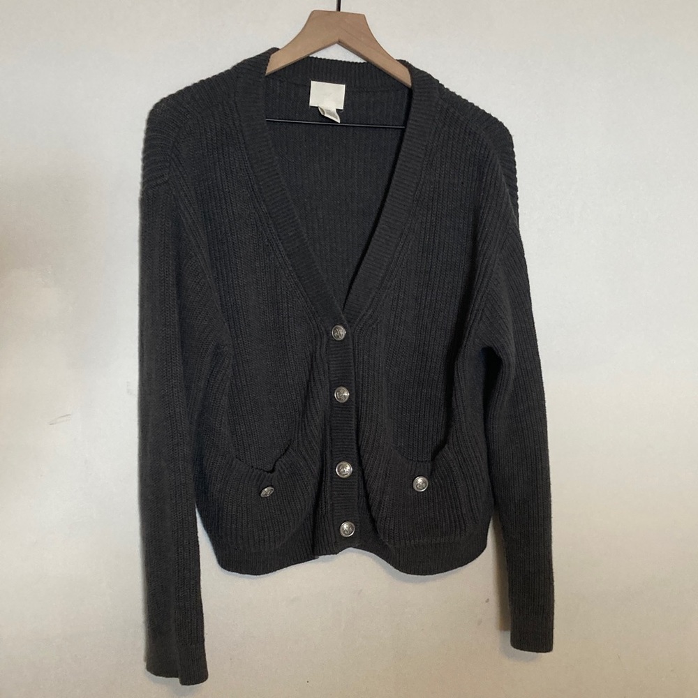 H&M Women's Charcoal Cableknit Cardigan Sweater
